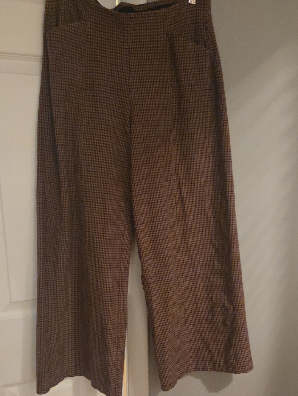 GAP Brown Glen Plaid Wide-Leg Trousers
